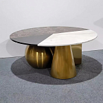 Дизайнерский журнальный стол с круглой столешницей на 3-х геометрических ножках Lehumod варинант исполнения - 1 | Loft Concept в Казани