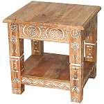 Кофейный стол из массива манго с резьбой Vallez Grey Mango Coffee Table варинант исполнения - 1 | Loft Concept в Казани