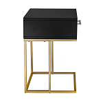 Приставной столик с резным узором на выдвижном ящике Black Table Carved Pattern варинант исполнения - 5 | Loft Concept в Казани