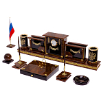 Настольный письменный набор с часами из природного камня обсидиана Royal Set варинант исполнения - 2 | Loft Concept в Казани