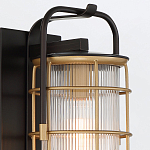 Настенный фонарь цилиндрической формы с рифленым стеклом в золотом каркасе на черном прямоугольном основании Eurofase варинант исполнения - 16 | Loft Concept в Казани