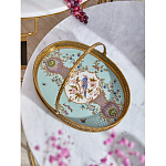 Блюдо овальное с ручкой и голубым фарфоровым дном с цветочным рисунком Blue Garden варинант исполнения - 2 | Loft Concept в Казани