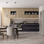 Прямая кухня с фасадом под дерево Maurice Kitchen Set варинант исполнения - 1 | Loft Concept в Казани