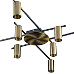 Потолочный светильник с 10-ю цилиндрическими плафонами цвета латунь TRIBES CHANDELIER варинант исполнения - 2 | Loft Concept в Казани