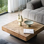 Дизайнерский журнальный стол квадратный с черным трапециевидным основанием Wokab варинант исполнения - 2 | Loft Concept в Казани