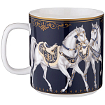 Кружка из фарфора синяя с изображением лошадей 400 мл Porcelain Horse Set варинант исполнения - 1 | Loft Concept в Казани