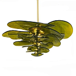 Люстра из оливкового стекла в форме листьев лотоса Glass Pink Sculpture варинант исполнения - 6 | Loft Concept в Казани