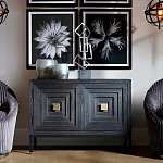 Тумба черная из дерева двухдверная Geometric Double Door Nightstand варинант исполнения - 5 | Loft Concept в Казани