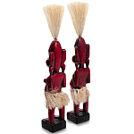 Комплект из 2-х деревянных статуэток Asmat Straw Headdress Statuettes Red варинант исполнения - 2 | Loft Concept в Казани