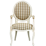 Стул с подлокотниками и круглой спинкой  Checkered Upholstery Chair обивка в клетку варинант исполнения - 2 | Loft Concept в Казани