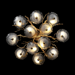 Потолочная люстра круглая ветвистыми бронзовыми элементами и стеклянными рифлеными дисками Textured Glass Chandelier варинант исполнения - 2 | Loft Concept в Казани