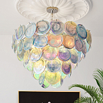 Люстра с каскадом из круглых разноцветных стеклянных дисков Mother of Pearl Iridescence варинант исполнения - 1 | Loft Concept в Казани