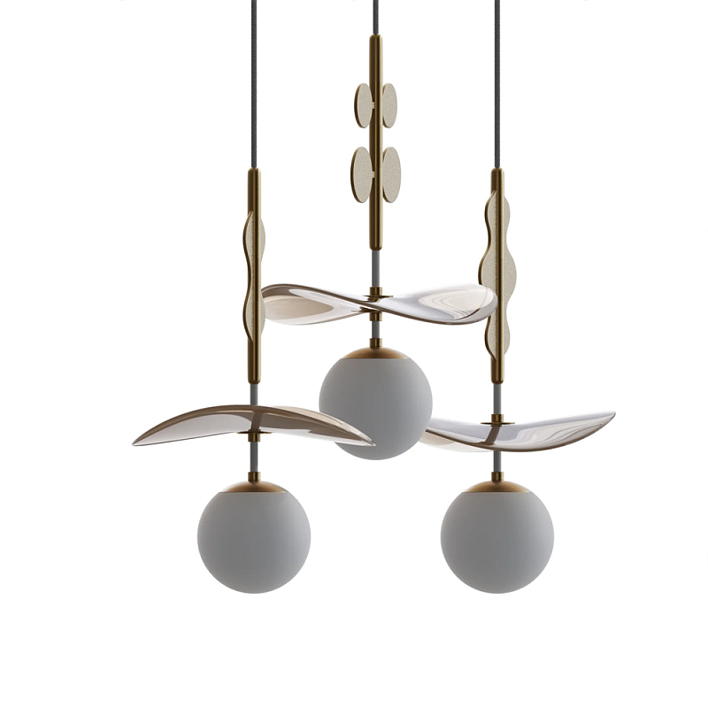 Подвес Bloomy Бежевый Белый Латунь в Казани | Loft Concept 