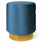 Пуф синий велюр на золотом металлическом основании Golden Belt варинант исполнения - 1 | Loft Concept в Казани