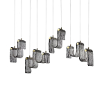 Подвесной светильник линейный с плафонами волнистой формы из фактурного стекла Big Wave варинант исполнения - 2 | Loft Concept в Казани