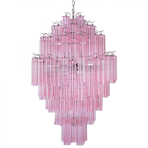 Большая люстра розовое стекло Vintage Kronleuchter aus Murano glas