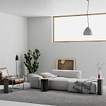 Стол журнальный цвета антрацит из 3-х частей со столешницами в виде геометрических элементов MUND ANTHRACITE варинант исполнения - 2 | Loft Concept в Казани