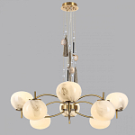 Люстра подвесная с 8-ю шарообразными плафонами из белого стекла с подвесками из камня и кисточками Agatelle варинант исполнения - 4 | Loft Concept в Казани