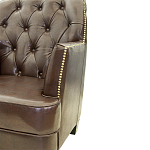 Кресло кожаное c мягкими подлокотниками на 4-х деревянных ножках из массива березы Joseph Armchair brown варинант исполнения - 3 | Loft Concept в Казани