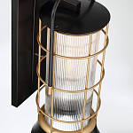 Настенный фонарь цилиндрической формы с рифленым стеклом в золотом каркасе на черном прямоугольном основании Eurofase варинант исполнения - 4 | Loft Concept в Казани