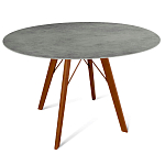 Стол обеденный с серой овальной столешницей из керамики на четырех деревянных ножках Gray Ceramics варинант исполнения - 8 | Loft Concept в Казани