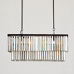 Люстра линейная прямоугольная с подвесками из натурального перламутра Nacre варинант исполнения - 2 | Loft Concept в Казани