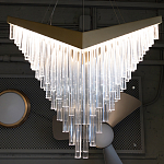 Люстра золотого цвета в форме галочки с каскадом длинных прозрачных трубок Eurofase варинант исполнения - 13 | Loft Concept в Казани