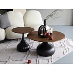 Столик журнальный с круглой деревянной столешницей на черном фактурном основании Bourgeon варинант исполнения - 5 | Loft Concept в Казани