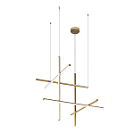 Люстра с 6-ю  пересекающимися цилиндрическими плафонами на тонких тросах Trumpet tube варинант исполнения - 2 | Loft Concept в Казани