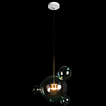 Подвесной светильник с прозрачными бирюзовыми стеклянными шарами и золотыми деталями Диаметр 43 Giopato & Coombes варинант исполнения - 2 | Loft Concept в Казани