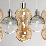 Люстра с 3-мя плафонами волнообразной формы цвета янтарь и 2-мя прозрачными шарообразными плафонами Lucid Rain  варинант исполнения - 7 | Loft Concept в Казани