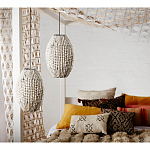 Подвесной светильник вертикальной овальной формы украшенный белыми круглыми бусинами Gradient Oval Pendant Lamp White варинант исполнения - 3 | Loft Concept в Казани