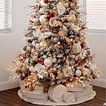 Заснеженная Новогодняя Ель с золотыми листьями и цветами в комплекте варинант исполнения - 3 | Loft Concept в Казани