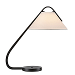 Настольная лампа с черным каркасом и белым тканевым абажуром в форме конуса Stylish Solution варинант исполнения - 3 | Loft Concept в Казани