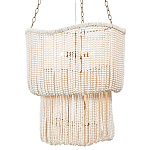 Двухъярусная люстра с подвесками из круглых деревянных бусин белая White Beads Two-tier Chandelier варинант исполнения - 1 | Loft Concept в Казани