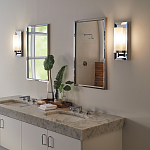 Бра для ванных комнат с цилиндрическим плафоном на прямоугольном зеркальном основании Feiss варинант исполнения - 2 | Loft Concept в Казани