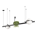 Подвесной светильник линейный с 2-мя шарообразными плафонами и цилиндрическим спотом Light of Еyes варинант исполнения - 8 | Loft Concept в Казани