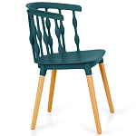 Пластиковый стул на ножках из массива бука Ferret Spiral Green варинант исполнения - 3 | Loft Concept в Казани