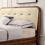 Кровать двуспальная с каркасом из дерева и мягким изголовьем Moon Walnut Bed варинант исполнения - 2 | Loft Concept в Казани