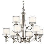 Люстра с белыми тканевыми абажурами в прозрачных стеклянных цилиндрах Kichler варинант исполнения - 1 | Loft Concept в Казани