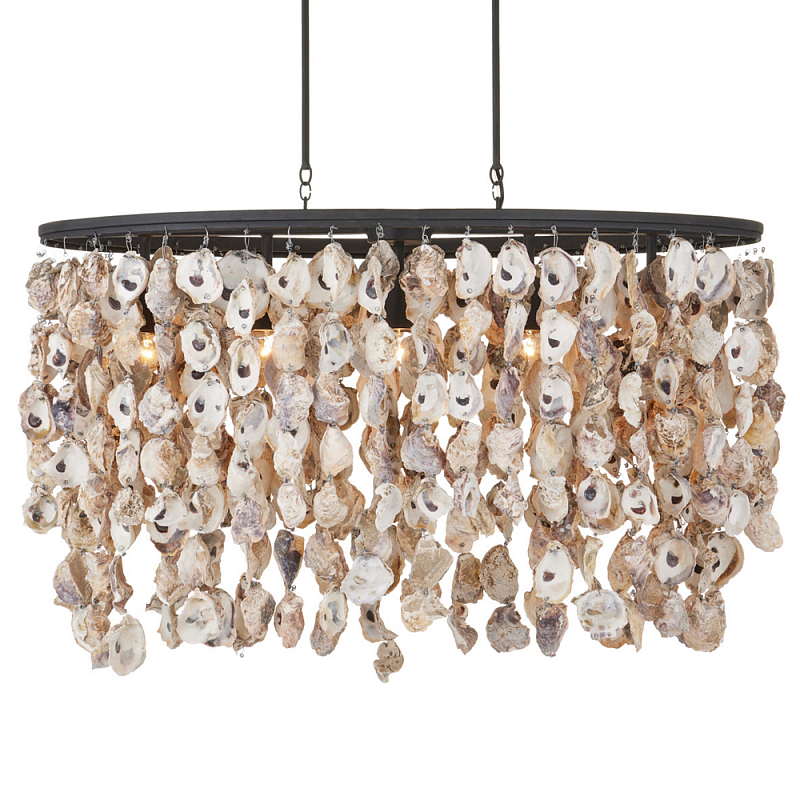 Люстра овальная с подвесками из устричных раковин Sea Ravens Черный в Казани | Loft Concept 