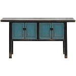 Деревянная консоль в китайском стиле с дверцами голубая Qin Console Table Blue варинант исполнения - 1 | Loft Concept в Казани