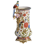 Ваза фарфоровая с птицей на бронзовой ветке и цветочной росписью Garden of Eden варинант исполнения - 1 | Loft Concept в Казани