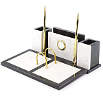 Настольный письменный набор из белого мрамора с часами Marble Accessory варинант исполнения - 2 | Loft Concept в Казани