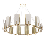 Люстра подвесная круглая с прямоугольными мраморными и золотистыми панелями на металлическом каркасе Диаметр 118 см Marble square Chandelier варинант исполнения - 2 | Loft Concept в Казани