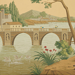 Обои ручная роспись Views of Italy Crepuscule варинант исполнения - 2 | Loft Concept в Казани