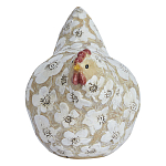 Статуэтка курица с резными белыми цветами на бежевой фактурной поверхности Rustic Chicken варинант исполнения - 1 | Loft Concept в Казани