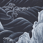 Обои ручная роспись Matsushima Waves Roka on Edo Night painted silk варинант исполнения - 1 | Loft Concept в Казани