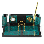 Настольный письменный набор из змеевика с часами и календарницей Successful Leader варинант исполнения - 1 | Loft Concept в Казани