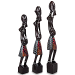 Комплект из трёх деревянных статуэток в виде аборигенов Three Aborigines Figurines варинант исполнения - 1 | Loft Concept в Казани